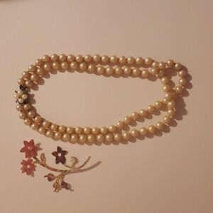 Vintage Knotted Double Strand Choker Style Knotted Pearl Necklace